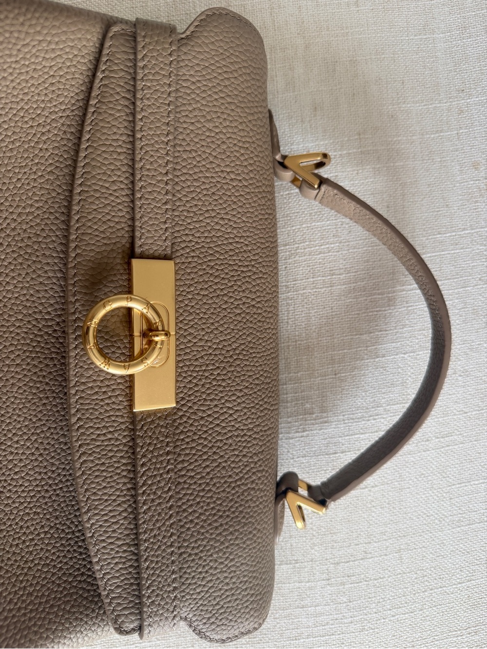 Classic Top-Handle Satchel in Taupe with Gold Hardware - Picture 4 of 6